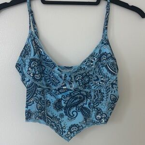 Blue Paisley Women's Bandana Top